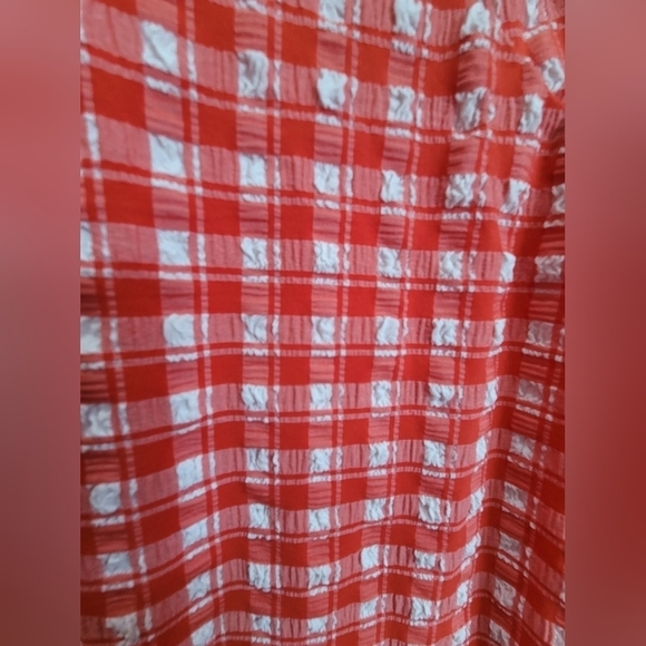 ASOS Sz 14 Orange White Checkered One Piece Swim Suit with Adjustable Straps - Picture 3 of 8